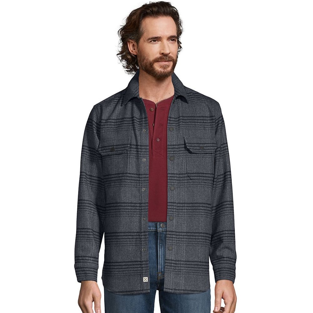 Blake Shelton Men's Wool Blend Shirt Jacket Shacket Dark Gray Plaid Size XXL 2XL